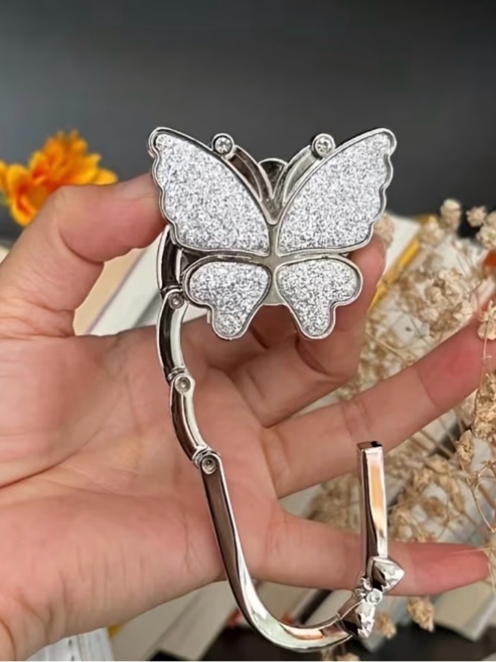 Silver Butterfly Purse Hook - Picture 5 of 6